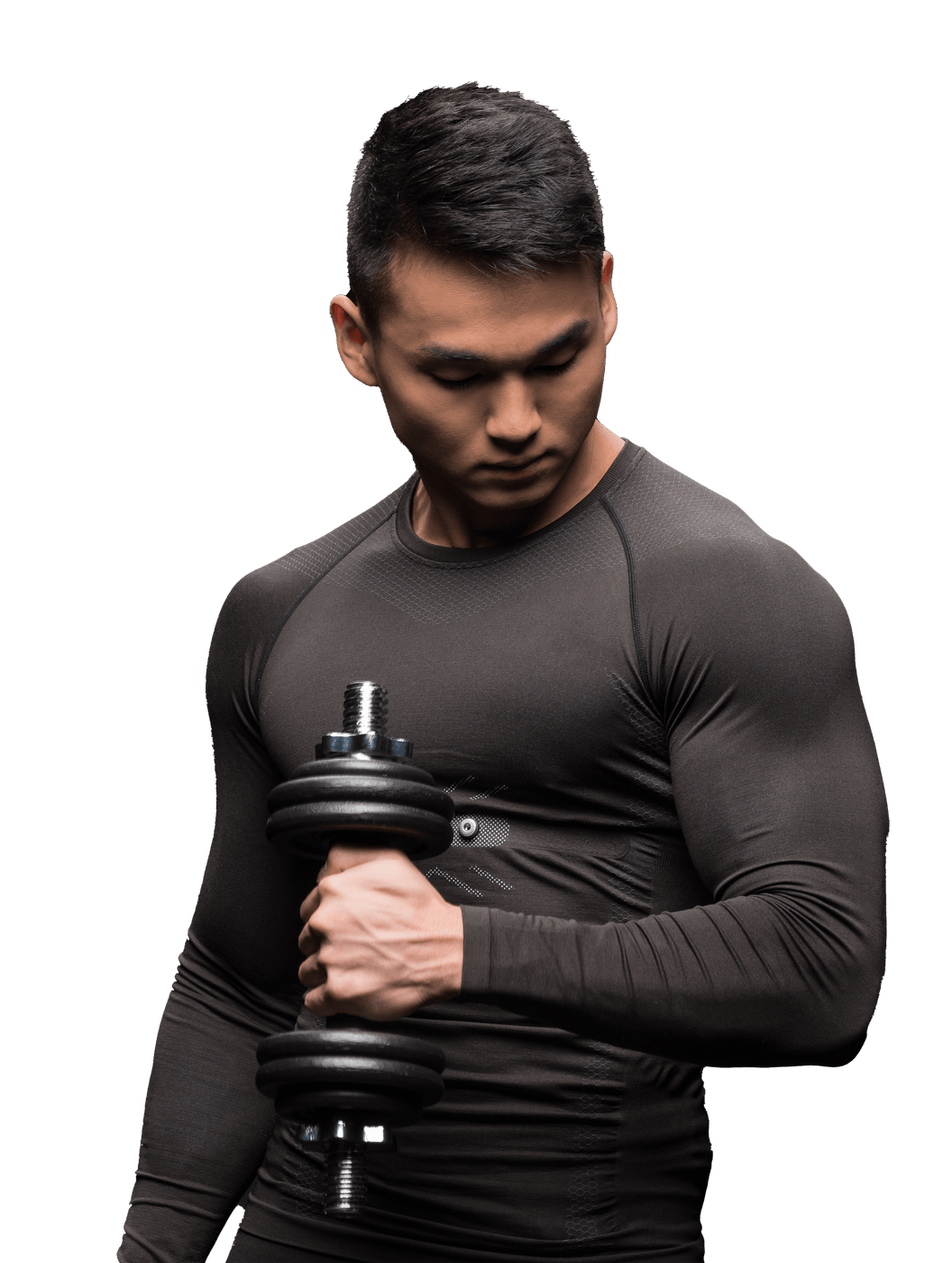 Athlete training with dumbbells